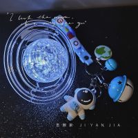 拼装星球宇宙模型3D立体水晶积木拼图DIY成人手工摆件生日礼物 宇航员-蓝钥匙扣