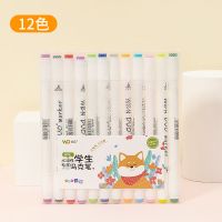 双头马克笔80色36色彩套装12学生用动漫水溶性6048儿童水彩笔 双头可水洗/12色