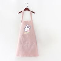 围裙厨房家用罩衣女新款工作洋气防水防油可爱时尚成人男士工作服 全皮粉元气兔挂脖 常规款