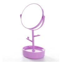 日系原宿风补妆镜化妆镜圆形学生台式公主镜桌面饰品收纳梳妆镜子 紫色