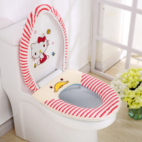 马桶垫两件套马桶坐垫两件套加厚卡通拉链式坐便套防水马桶套 红色小鸭无耳朵套装