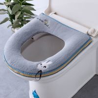 马桶垫家用四季可爱欧式防水带提手u型加大马桶套坐便套拉链款 拉链款（打折兔绒蓝色）一套装