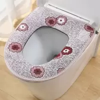 特大号马桶坐垫四季防水抗菌可擦洗坐便器套欧式冬季加厚马桶座圈 加大清爽棉麻团圆花粘扣 大众所有人