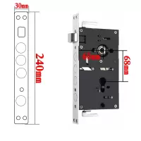 通用型防盗门锁体24*240老式防盗门锁具套装锁舌6068户外大门锁体 30*240圆舌铁面板 无钩