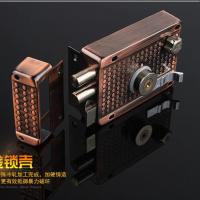 老式防盗门锁古铜铁门木门车库门三保险锁十字锁芯古铜锁大牛头锁 左开