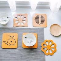 创意可爱茶杯垫杯垫木质卡通隔热垫餐桌防滑锅垫碗垫子大号 杯垫实木隔热垫2片厚（小号）