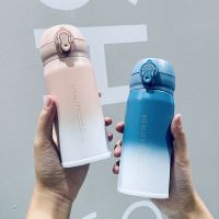 ins风简约大容量保温杯男女学生韩版渐变304不锈钢杯子情侣水杯 350ml-粉渐变(送1张贴纸) 单个杯子