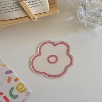 *番茄森森*花朵杯垫亚克力隔热托盘ins风泫雅风韩版桌面可爱摆件 粉色