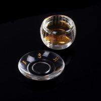 日式加厚水晶杯垫描金雕刻梅兰竹菊六字明咒玻璃茶杯托隔热垫茶垫 单独金色六字明咒杯垫