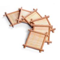 茶舞台竹茶杯垫方形杯垫茶托功夫茶具茶配件 方形杯托 隔热垫 井字杯垫