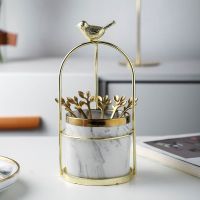 水果叉套装 创意 可爱304不锈钢小叉子家用欧式插果签水果点心叉 铁艺架+石纹灰+6支叉