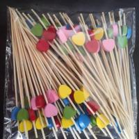 一次性水果签竹签创意三明治竹签KTV牙签艺术 12CM混色木爱心十包1000支