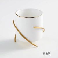 北欧孔雀绿ins风家用轻奢陶瓷不锈钢小叉子点心叉餐具水果叉套装 金色架子加孔白罐