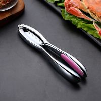 锌合金蟹夹钳子家用吃蟹工具两件套装剥大闸蟹龙虾神器厨房小工具 粉色（送蟹针）