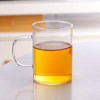 耐高温泡茶杯加厚玻璃泡茶杯过滤花茶杯家用大容量男女式办公茶杯 300ml直身单杯(不含盖子内胆)