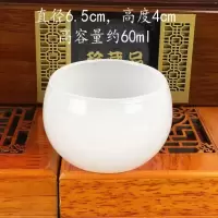 新款琉璃玉中式茶杯中国风羊脂白玉瓷办公室会客白玉瓷茶杯家用 圆满杯-素白