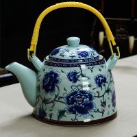 特价提梁壶茶具套装家用陶瓷大号茶盘青花瓷托盘茶壶茶杯简约复古 提梁壶蓝牡丹