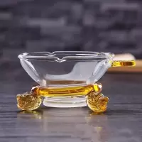 茶具公道杯玻璃加厚 一体公道杯带茶漏 小号公杯功夫茶具配件套装 树叶茶漏