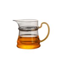 月牙过滤公道杯耐热绿茶公杯月牙滤网泡茶壶耐热过滤玻璃杯茶具 黄把公道杯(送杯刷) 公道杯一个(送杯刷)