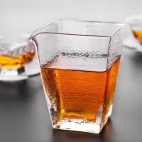 锤纹四方公道杯高硼硅耐热玻璃公道杯茶海分茶器 220ml