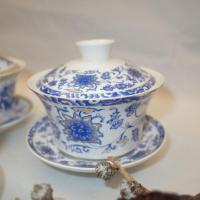 三才八宝茶特大盖碗单个不烫手250ml300ml330ml景德镇手工彩绘 白底彩绘金色年华300ml