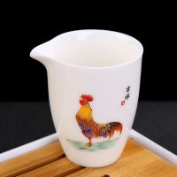 羊脂玉茶壶功夫茶盖碗茶杯德化白瓷大号三才单个陶瓷茶具家用茶碗 金鸡报喜公道杯