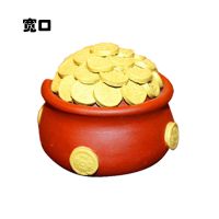 紫砂茶宠全新金元宝 进宝茶玩创意精品摆件 一桶金铜钱聚宝盆 A款宽口钱币款