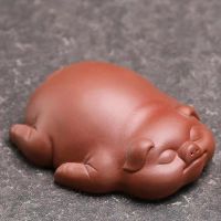 创意小猪摆件工艺品可爱迷你茶具配件茶宠陶瓷摆件招财进宝摆件 小猪(朱红)