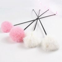 逗猫棒羽毛杆幼猫用品猫咪球兔毛逗猫杆鱼薄荷鸡毛磨牙老鼠猫玩具 白色1支+粉色1支 全长55cm