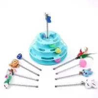 宠物用品猫转盘玩具 三层轨道 滚地铃 猫玩具 猫咪玩具 转盘替换头三个