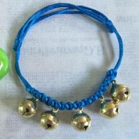 宠物项链狗狗卡通铃铛项圈泰迪猫铃铛项圈狗狗五福铃铛辟邪赐福 黄铃铛蓝色 均码25到39厘米