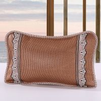 蔺草茉莉花夏天凉席枕头麻将凉枕头单人双面成人竹枕头藤枕冰丝枕 蕾丝藤枕套(不含芯) 35*55cm