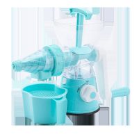 手动榨汁机鲜榨果汁机家用小型料理机果汁机厨房手摇榨汁机压汁器 升级款手摇榨汁机送过滤碗-蓝色