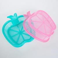 沥水篮厨房洗菜篮水果篮家用塑料菜篮镂空洗菜沥水筛多功能 苹果形两个（粉+蓝）
