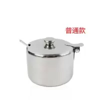 不锈钢带盖糖盅调味罐商用调料盒带勺味精罐装盐辣椒油罐 调料盒 小号7.5cm特价糖盅 1个装
