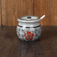 日式陶瓷油泼辣子罐调味罐陶瓷商用猪油罐热油辣椒罐辣椒油罐家用 红富贵（四两装） 260毫升