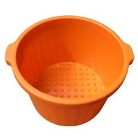 加厚按摩足浴桶塑料泡脚桶手提足浴盆家用洗脚泡脚盆牛筋桶耐摔 棕红色(32*24*30)