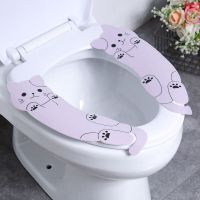 2019新款创意马桶贴小猫款粘贴式静电贴马桶坐垫坐便套 紫色 2对[换洗装]
