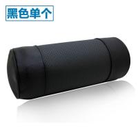 真皮汽车头枕车靠枕记忆棉圆柱形四季车用座椅靠枕全部牛皮护颈枕 黑色一只