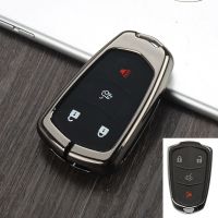 专用于凯迪拉克钥匙扣包XT5 ATSL改装XTS CT6SRX汽车钥匙套保护壳 曜石黑单壳(4键/全包)