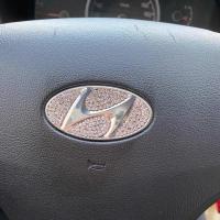 北京现代悦纳领动朗动名图索纳塔瑞纳内饰改装方向盘车标钻贴片 现代方向盘填空钻(银白钻)