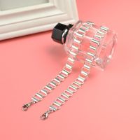 抹胸吊带裙带子配件珍珠水钻链子外穿露肩百搭金属时尚文胸带隐形 吊带款8字扣银色