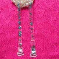 时尚性感水钻肩带金属内衣带流动亮片水晶透明文胸带双肩可调隐形 绿色水肩带 1对