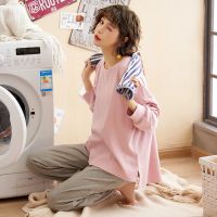 妈妈睡衣女秋中年棉质长袖春秋季套头女士中老年人老人家居服套装 特价款022155A M码[建议100斤以内]