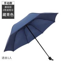 雨伞折叠全自动晴雨两用大号双人防晒防紫外线太阳伞遮阳学生男女 手动8骨遮雨伞藏青