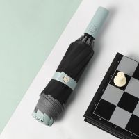 全自动反向雨伞男大号折叠车载伞女夏防晒紫外线晴雨两用遮太阳伞 全自动反向伞-浅豆绿(0透光黑胶)