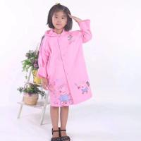 [厂价直销]儿童雨衣带书包位男童女童小孩幼儿园学生雨披中大童 薄款佩琪粉色(带书包位) 3X适合身高125-140cm