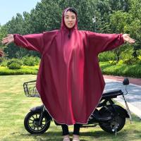 带袖雨衣成人电动车雨衣女单人雨批有袖电瓶车摩托车雨披加大加厚 枣红带袖(加厚牛津布)