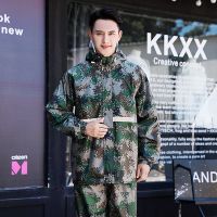 迷彩雨衣雨裤分体套装防暴雨男女电瓶车摩托车骑行外卖防水雨衣 数码迷彩双层双胶 L