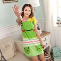 带胸垫睡衣女夏季无袖短裤两件套装吊带背心免穿文胸少女士家居服 不带胸垫青蛙睡裙 M【75-100斤】